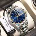 BINBOND 2521 Men’s Luxury Stainless Steel Fashion Business Watch Luminous Dial Calendar Quartz Wrist Watch.