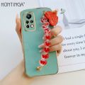 Hontinga for Infinix Note 11 Pro / Note 11S Back Cover With Red Love Heart Bracelet Case Luxury 6D Plating Soft Silicone Phone Cases.
