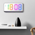Colorful Digital Alarm Clock Fonts Led Large Character Electronic Clock Bedside Table Alarm Clock 3 Alarm Settings Voice Control.