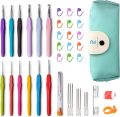 44 Pcs Crochet Hooks Set with Cute Blue Storage Case | 14 Size Crochet Needle Soft Grip Handles and various Crocheting Accessories | Ideal for Beginners and Experienced Crocheters. 