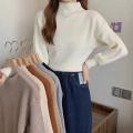 Women's Turtleneck Sweater Autumn and Winter New Korean Style Puff Sleeve Loose Inner Wear Bottoming Sweater. 