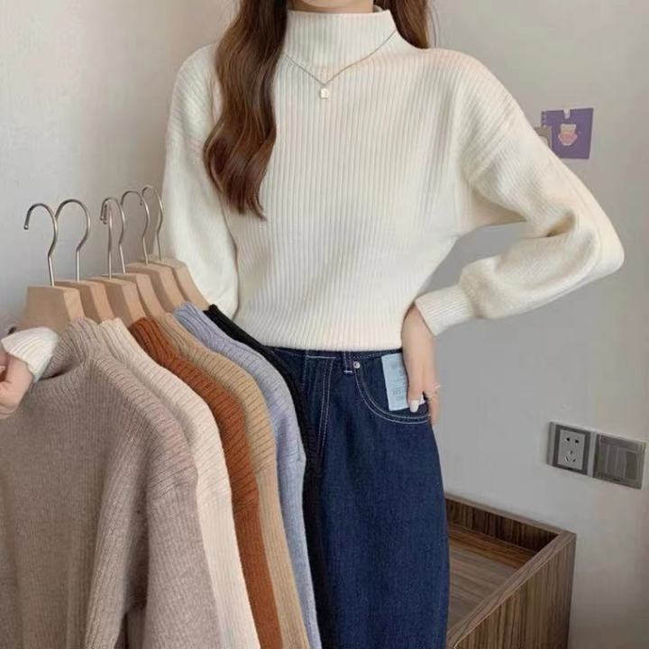 Women's%20Turtleneck%20Sweater%20Autumn%20and%20Winter%20New%20Korean%20Style%20Puff%20Sleeve%20Loose%20Inner%20Wear%20Bottoming%20Sweater%20-%20Image%202