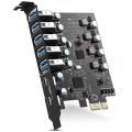 PCI-E to USB 3.0 7-Port Expansion Card, PCI Express USB 3.2 Add in Card, Internal USB3 Hub Converter for Desktop PC.