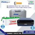 Luminous EVO-D 700 IPS Inverter + HPD-100Ah 12V Lead Acid Battery Combo | Suitable for 3 Fan 6 Light, Router & Onu | 18 Months Battery & 2 Years IPS Warranty (Battery Cover Free).
