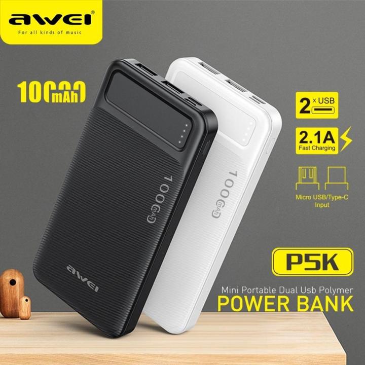 AWEI%20P5K%20Portable%20Power%20Bank%2010000mAh%20Powerbank%20Dual%20USB%20A%20Type%20c%20Micro%20Dual%20input%20Fast%20Charge%20Travel%20Poverbank%20-%20Image%202