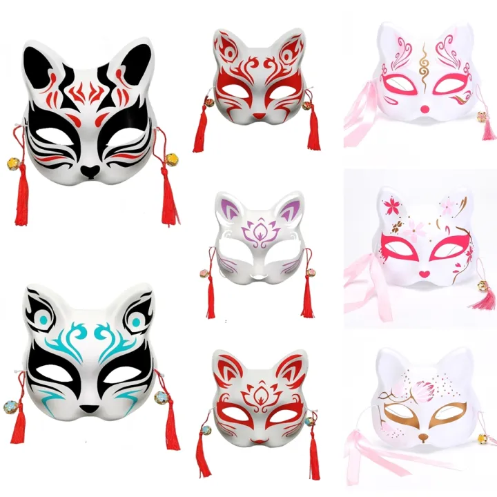 Kitsune%20Fox%20Mask%20Woman%20Cosplay%20Plastic%20Japanese%20Half%20Face%20Mask%20hanging%20on%20wall%20for%20Party%20Decoration%20Funny%20Children%20Anime%20Mask%20-%20Image%202