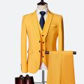 Luxury 3 piece men's wedding suit fashion men's slim solid color business office suit sets large size men Blazer+ pants + vest. 