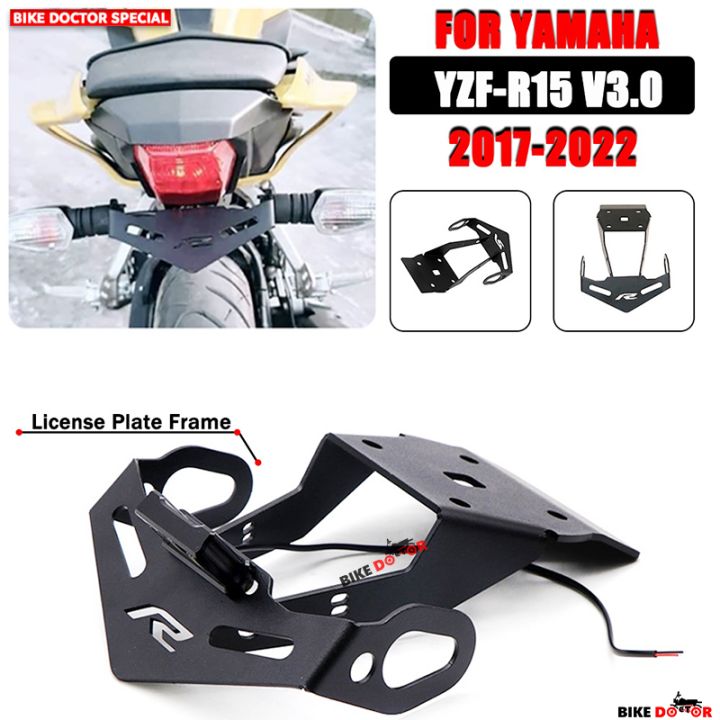 Motorcycle%20Magnetic%20License%20Plate%20Holder%20Fender%20Eliminator%20Tail%20Tidy%20for%20YAMAHA%20R15%20V3%20With%20LED%20&%20Fittings-Black%20(Imported)%20-%20Image%203