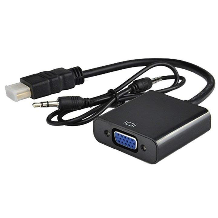 With Audio Port -HDMI Male to VGA Female Video Converter Adapter Cable  (Black)