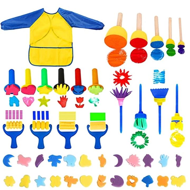 44Pcs Kids Painting Sponge Kids Early Learning Sponge Painting Kit Child Paint Sets 30 Pieces Sponge Drawing Shapes Paint BrusheBasketball