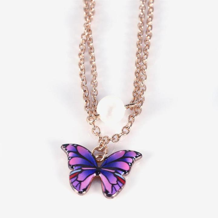Trendy Double Layer Pearl Chain Choker Butterfly Pendant Necklaces for Girls Simple New Stylish - Fashionable Necklace for Women