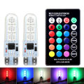 Motorcycle and Car Parking LED T10 W5W LED 194 168 W5W 5050 SMD Dome Reading Light Automobiles Wedge Lamp RGB LED Bulb With Remote Controller. 