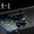 【FUPANG】PD type C 48W Dual USB car charger QC 3.0 charger with voltmeter and switch for boat truck RV.