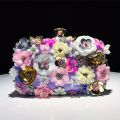 3D Beaded Flower Evening Bag, Elegant Box Clutch Purse, Women's Wedding Handbags For Party Prom.
