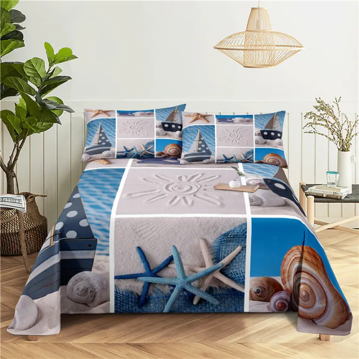 Sandy%20Beach%20Bedding%20Sheet%20Home%20Digital%20Printing%20Polyester%20Bed%20Flat%20Sheet%20With%20Pillowcase%20Print%20Bed%20Sheet%20-%20Image%203