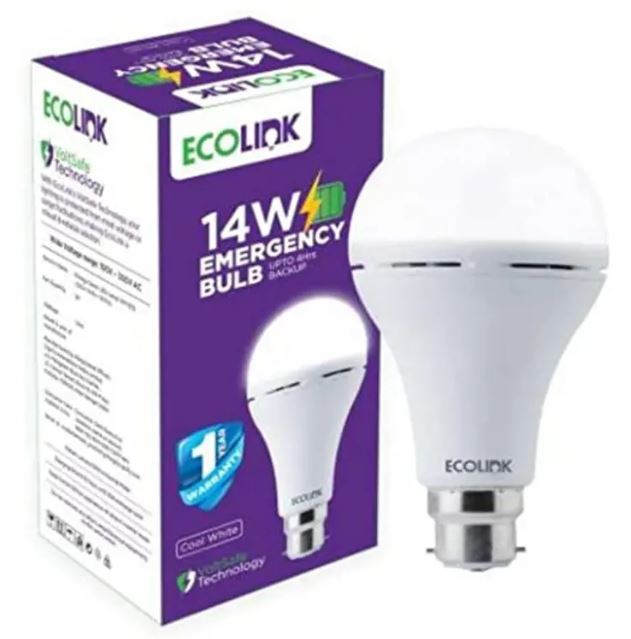 Ecolink LED Emergency AC/DC Bulb 14W 6500K Cool Day Light B22 Pin & E ...
