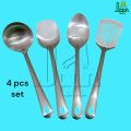 4 pcs stainless steel silver color Serving spoon set long rice spoon,Soup Spoon, Slotted Turner, slotted spoon 4 pcs cookware set. 