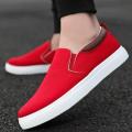 New Trendy Black Grey  Red and Khaki Color Korean Canvas Sneakers Shoes for Men Slip On Casual Shoes. 