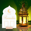 Wooden Ramadan Calendar Reusable Board Base Table Ornament Mubarak Eid Advent Day Countdown Gifts with Pen. 