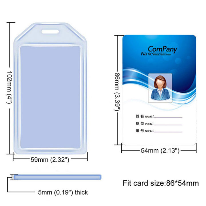 Heavy Duty ID Card Badge Holder, Hard Plastic Vertical Silicone Soft Clear PVC Card Holder Name Tag Holder 57x102mm Fengshi