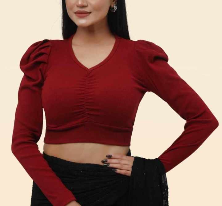 Cotton%20Crop%20Tops%20Short%20Body%20&%20Long%20Sleeve%20Blouse%20Best%20Qualityfull%20Good%20Stitching%20For%20Women%20-%20Image%203
