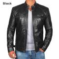 Plus Size Jacket S-5XL Men's Autumn Winter Leather Jacket Casual Stand Collar Motorcycle Biker Coat Zip Up Outwear. 