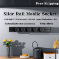 Slide Rail Mobile Power Track Socket EU/Universal US/UN/US/UK/USB Type-C Kitchen Bathroom Office Wall Mounted/Embedded Socket.