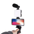 Exclusive AY-49 Phone Vlog Tripod Vlogging Kits Live Selfie Fill Light Integration with Remote Control Microphone LED Light.
