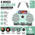 FITNESS WORLD - Rebound AB Roller 6 Wheel for Abdominal Exercises with Knee Pad , Elbow Support, Phone Holder for Home Gym Strength Workouts.