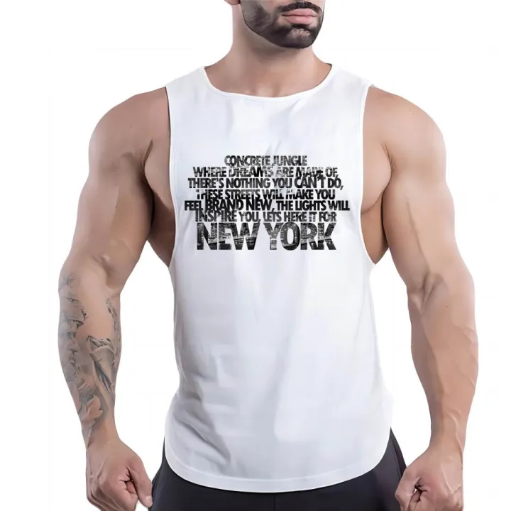 Summer%20Fashion%20Street%20Sleeveless%20Multi-Color%20Vest%20Men'S%20Casual%20Letter%20Print%20Comfortable%20Simple%20Lightweight%20Top%20Quick%20Dry%20-%20Image%202