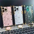Luxury Glitter Rose Flower Gold Line Stripe Cover Square Phone Case for Motorola Moto One 5G Ace G Power G Stylus G Play Pure. 