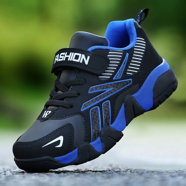 【Factory direct】Leather children's shoes, boys' sneakers, waterproof and non-slip, mid-top middle and large children's walking shoes