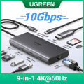 UGREEN USB C Hub, 9-in-1 USB C Dock with 4K@60Hz HDMI, 100W PD, 10Gbps USB-C and USB-A Data Ports, Ethernet and SD/TF Card Slots for MacBook Air M1/M2, iPad Pro, Surface, XPS, ThinkPad. 