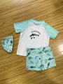 Children's swimsuits, boys, middle and large children, students, split swimsuit sets, cartoon prints, Korea baby beach swimsuits.