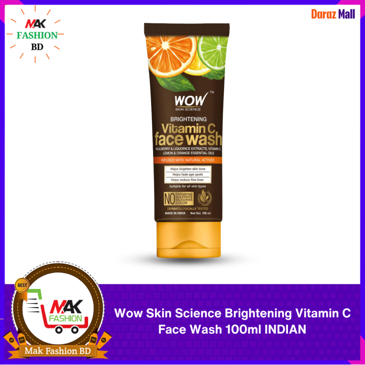 WOW Skin Science Brightening Vitamin C Face Wash Sulphate Silicones & Color 100ml INDIAN