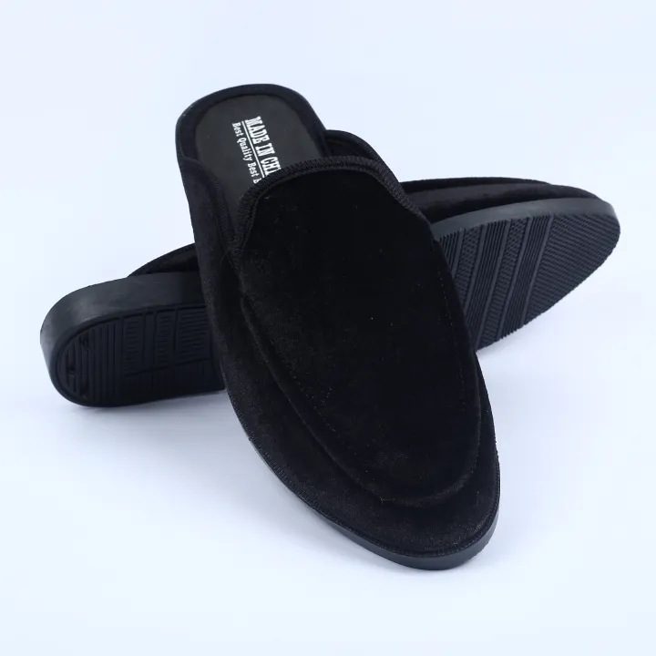 MARVEL%20FASHIONS%20NEW%20Fashionable%20Velvet%20Half%20Shoe%20For%20Men%20Black%20-%20Image%204