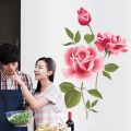 Romantic  3D Rose Flower Blossom Wall Stickers Furnishings  Living Room TV Decoration Wall Sticker Home Decor Decal Art. 