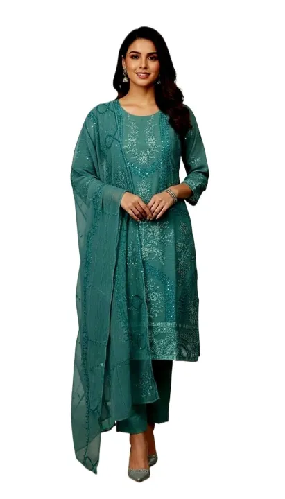 Readymade%20Georgette%20Embroidary%20Party%20Four%20Pice%20For%20Women%20-%20Image%202