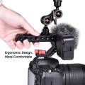 2X Universal DSLR Camera Rig Hand Grip Camera Top Cold Shoe Mount 1/4 Inch & 3/8 Inch Holes Aluminum Alloy Camera Handle.