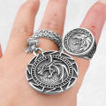 Viking Stainless Steel Wolf Head Necklace Men Odin Symbol Amulet Pendant Necklace Jewelry Vintage Accessories Wholesale.