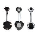 3PCS/Lot Surgical Steel Crystal Belly Button Piercing Set 14G Heart Belly Piercing Pack CZ Navel Ring Set Cute Belly Bar Bulk.