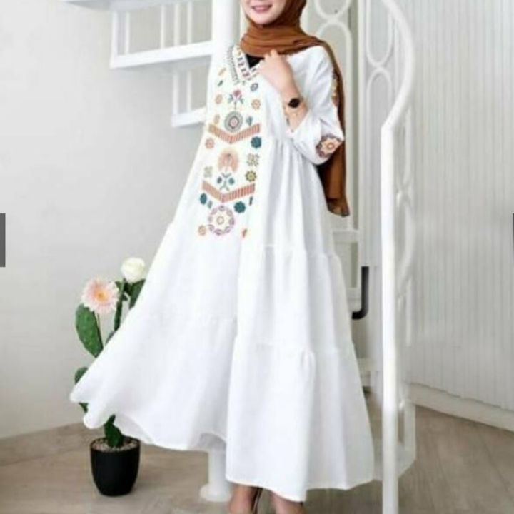 beach wedding dress for guest Sheer Long Sleeve O-neck TurtleNeck Muslim Wedding Dresses Ivory / Custom Size main image 1