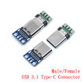 10pcs USB 3.1 Type-C Connector 24 Pins Male / Female Socket Receptacle Adapter to Solder Wire Cable 24 Pins Support Board. 
