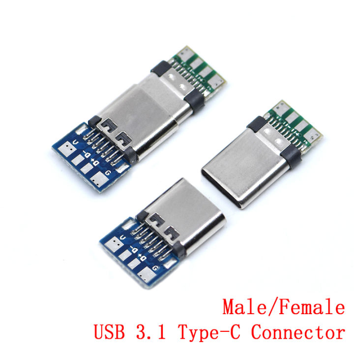 10pcs USB 3.1 Type-C Connector 24 Pins Male / Female Socket Receptacle Adapter to Solder Wire Cable 24 Pins Support Board