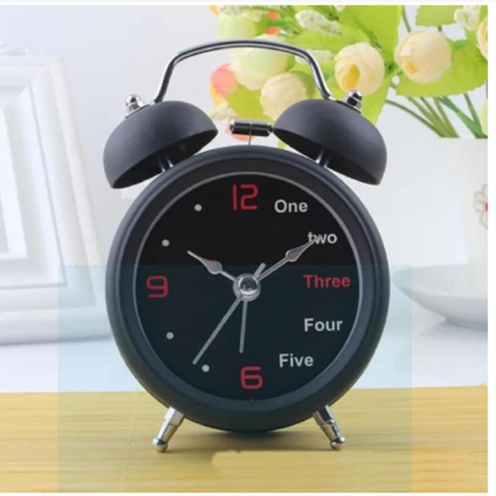Black Metal Bed Alarm Clock Twin Bell Table Clock Loud Alarm Analog Clock for Home Office Decor