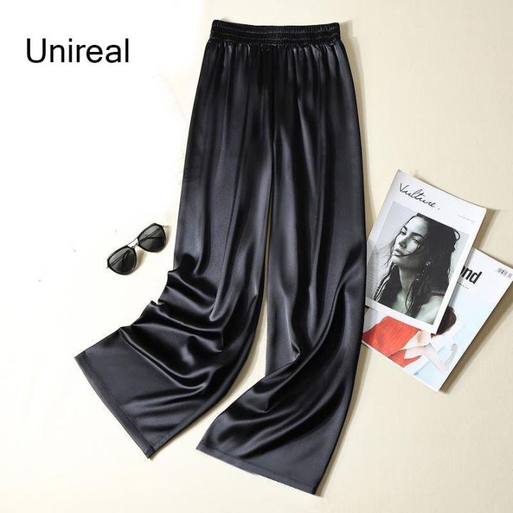 Summer%20Women%20Wide%20Leg%20Pants%20High%20Waist%20Casual%20Trousers%20Streetwear%20Black%20Silk%20Satin%20Pants%20Elegant%20Long%20Palazzo%20Pants%20-%20Image%203