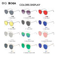 OQ BOGA 25 Colors Fashion Outdoor Anti UV Sunglasses Women Men Eye Protection Metal Oval Frame Sun Glasses UV400.