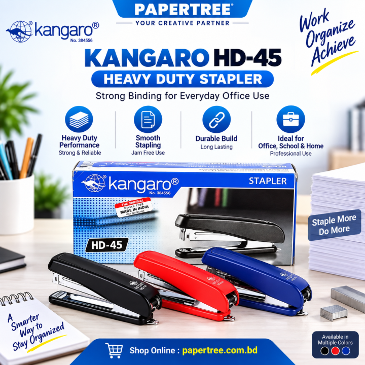 Kangaro HD 45 Heavy Duty Stapler Machine for Office Paper Binding & Professional Use