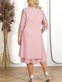 Plus Size Summer Dress 2023 Elegant Embroidery Chiffon Prom Formal Party Dresses for Chubby Women Loose Ladies Church Dress.