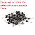5Pcs- Diode 10A10 1000V 1KV 10A General Purpose Rectifier Diode 10A10 Silicon Junction Diode R-6 Package Electrical Circuitry & Parts. 